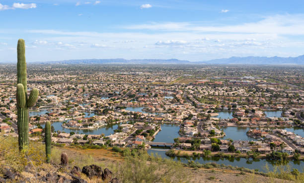 Glendale Arizona Landscape View Glendale Arizona with a drone west direction photos stock pictures, royalty-free photos & images