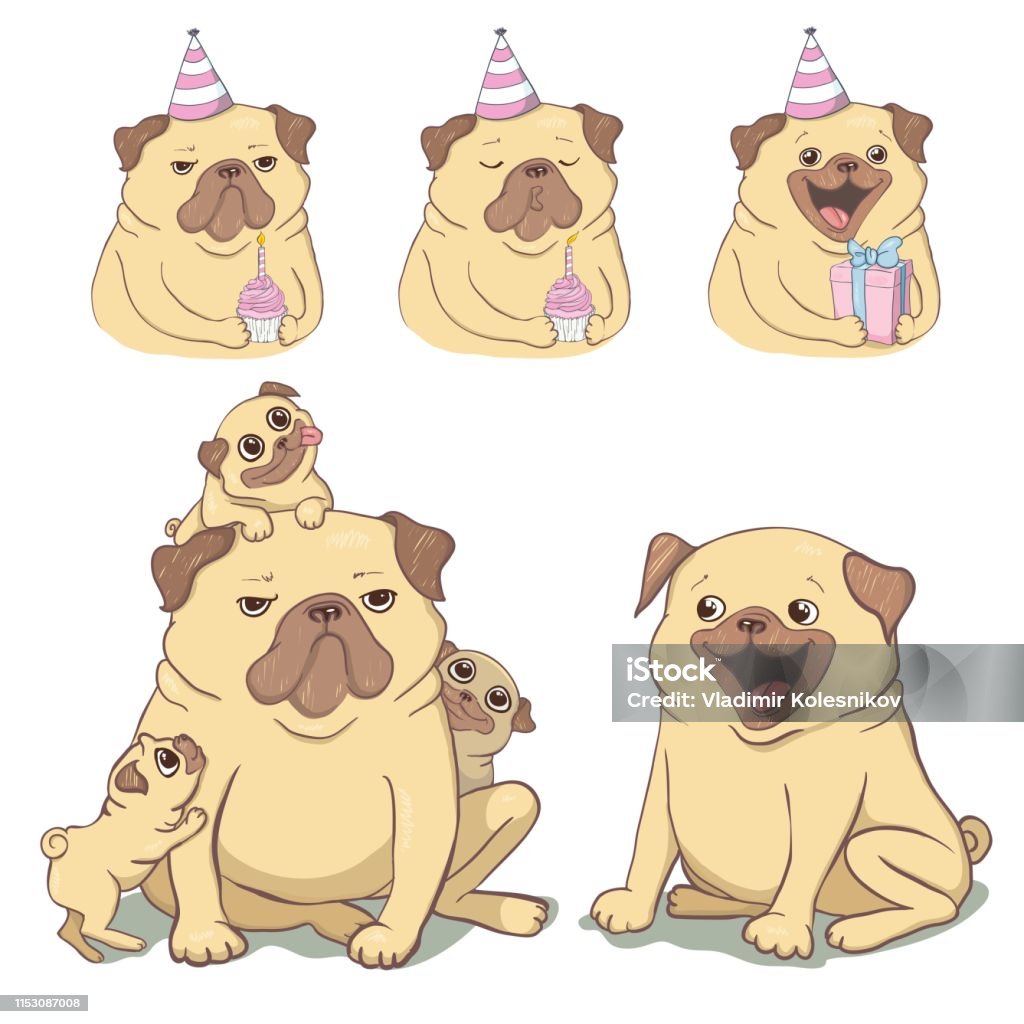 Hình Minh Họa Hoạt Hình Chó Pug Dễ Thương Thân Thiện Béo Mũm Mĩm ...