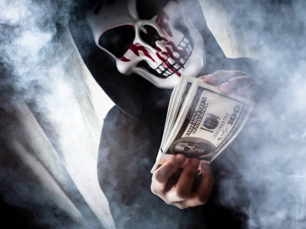 Screaming Show money pressing through as horror smoke . Screaming Show money pressing through as horror smoke . godfather godparent stock pictures, royalty-free photos & images
