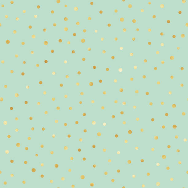 Gold Confetti Seamless Pattern Festive gold confetti repeating pattern design mint green stock illustrations