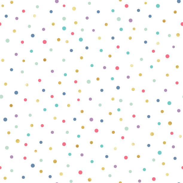 gold confetti seamless pattern - polka dot stock-grafiken, -clipart, -cartoons und -symbole