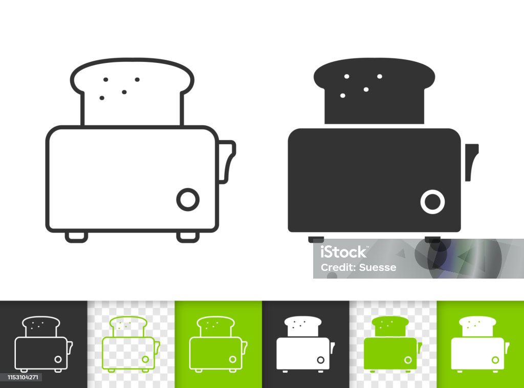 Bread Toaster simple black line vector icon - Royalty-free Torradeira arte vetorial
