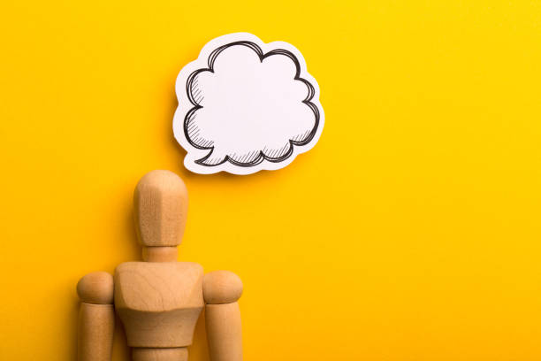 istock Thinking Concept With Blank Speech Bubble And Wooden Man 1153105603