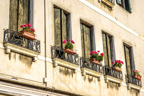 istock Old house with flowers, Venice, Italy 1153110448