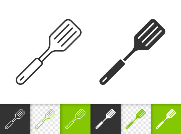 шпатель простой значок вектора черной линии - spatula stock illustrations