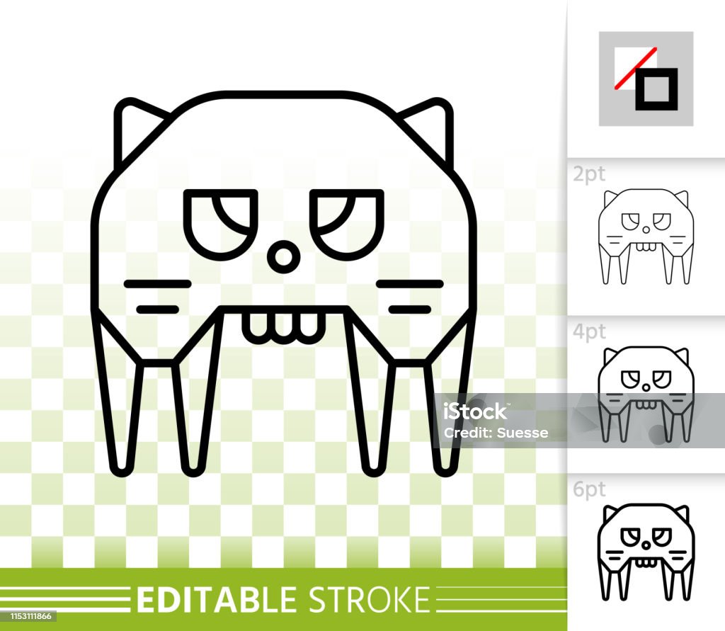 Robot Cat simple black line vector icon Robot Cat thin line icon. Outline web sign of kids toy. Cute Character linear pictogram with different stroke width. Simple vector transparent symbol. Robot Cat editable stroke icon without fill Domestic Cat stock vector