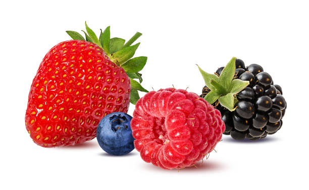 istock Collection of fresh berries isolated on white 1153112733