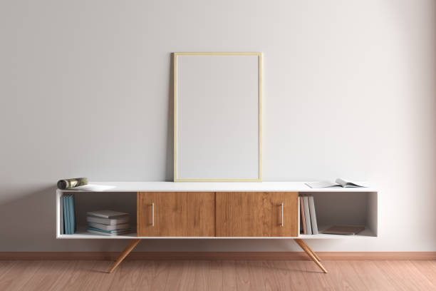 istock Blank vertical posters mock up with wooden frame 1153113315