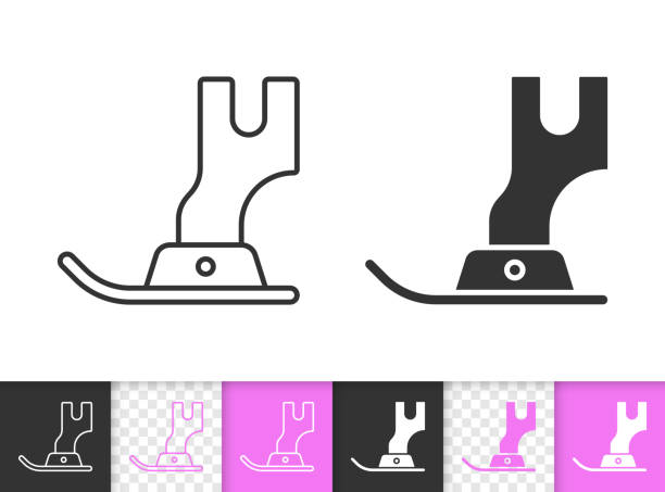 ilustrações de stock, clip art, desenhos animados e ícones de sewing foot simple black line vector icon - sewing foot