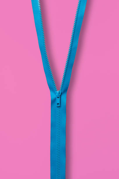 Zipper opened until the half on white background
