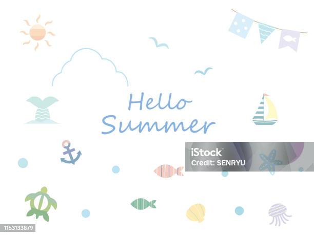 Summer Set9 Stock Illustration - Download Image Now - Logo, Sea Turtle, Anchor - Vessel Part