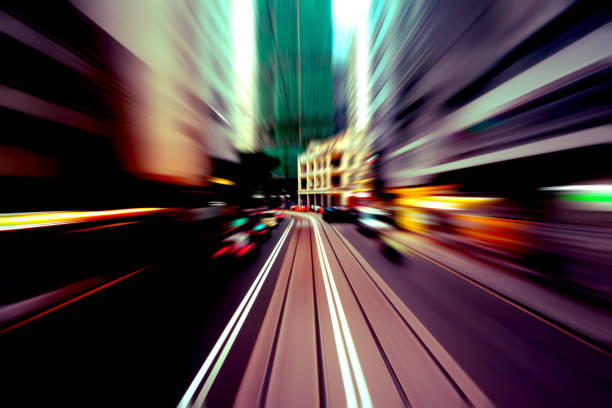 istock Abstract image of traffic light trails in the city 1153145761