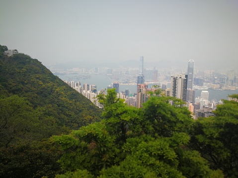 View of Hong Kong from The Peak Victoria in spring
