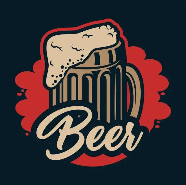 Vector illustration of Vintage beer colorful badge