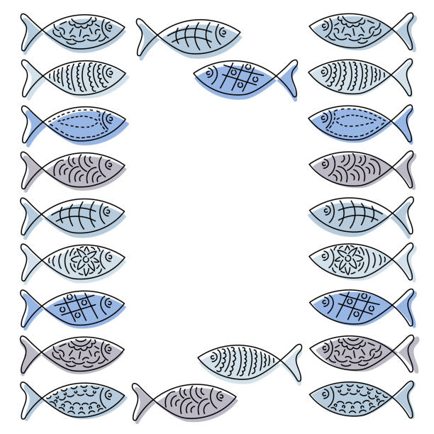 istock Beautiful contours of sea fish, frame, place for text. Vector. 1153154958