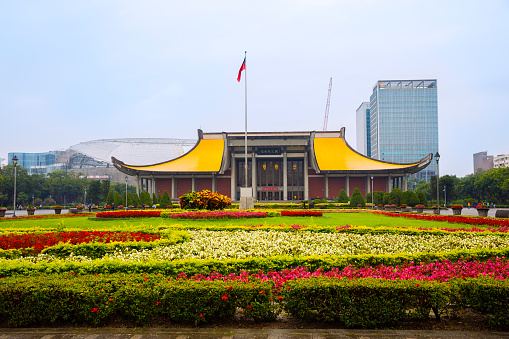 Taipei, Taiwan- May 2019: The National Sun Yat-sen Memorial Hall, in Xinyi District, built in 1972.