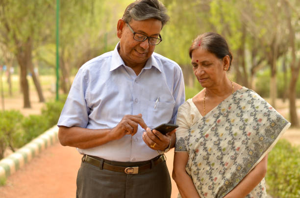 retired couple in park