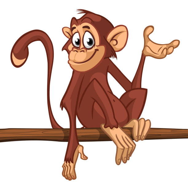 Cartoon Monkey Chimpanzee Stock Illustration - Download Image Now - Monkey,  Smiling, Logo - iStock