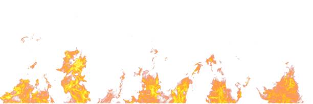 istock Real fire flames isolated on white background. Mockup on white of 5 flames. 1153182783