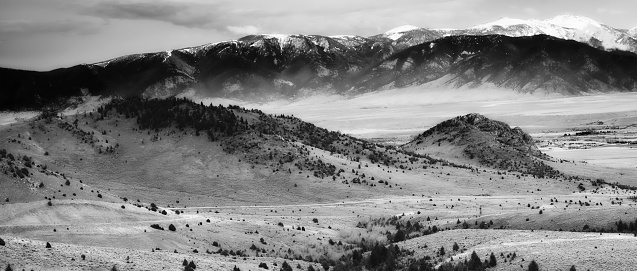 Rock hoodoos of in Chiricahua National Monument during winter storm in Coronado National Forest