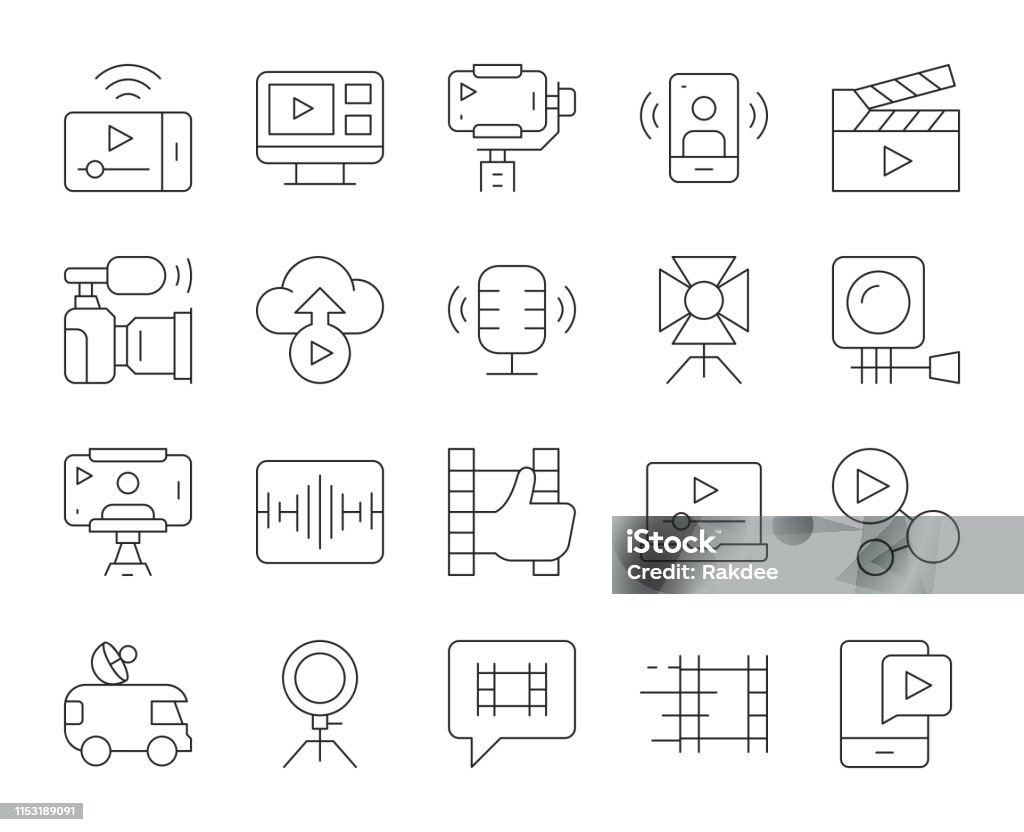 Video blogging and Live Streaming - Thin Line Icons Video blogging and Live Streaming Thin Line Icons Vector EPS File. Home Video Camera stock vector