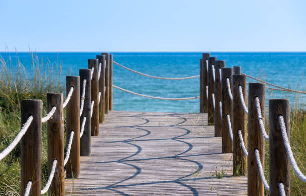 istock Footbridge By Sea Against Clear Sky 1153191741