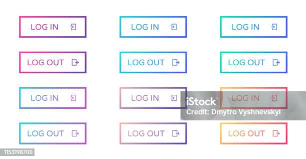 Log Out Uiimage Log In Log Out Web Buttons Collection Stock Illustration - Download ...