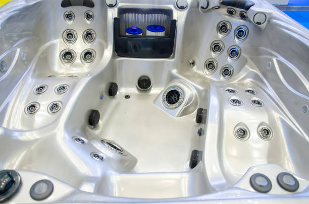 istock Closeup of big empty hot tub 1153208271