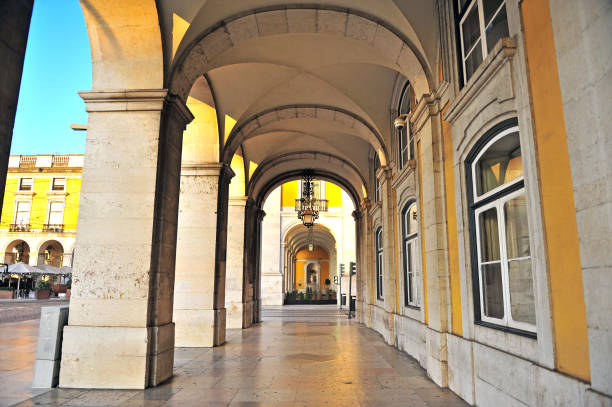 istock Arch of historical building on Commerce square, Lisbon 1153210568