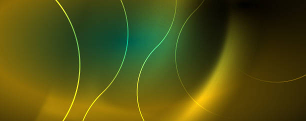 istock Shiny neon lines template - northern lights glowing blur lines. Futuristic style glow neon 80s disco club or night party techno template 1153210764
