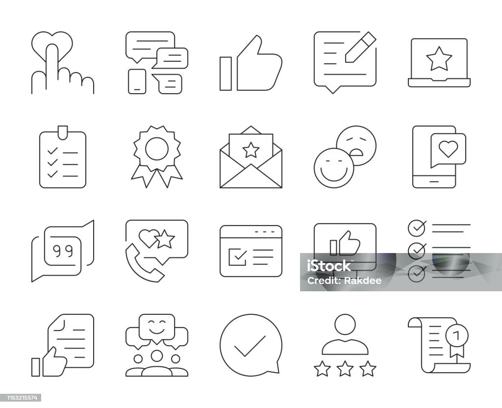 Testimonial - Thin Line Icons Testimonial Thin Line Icons Vector EPS File. Complaining stock vector