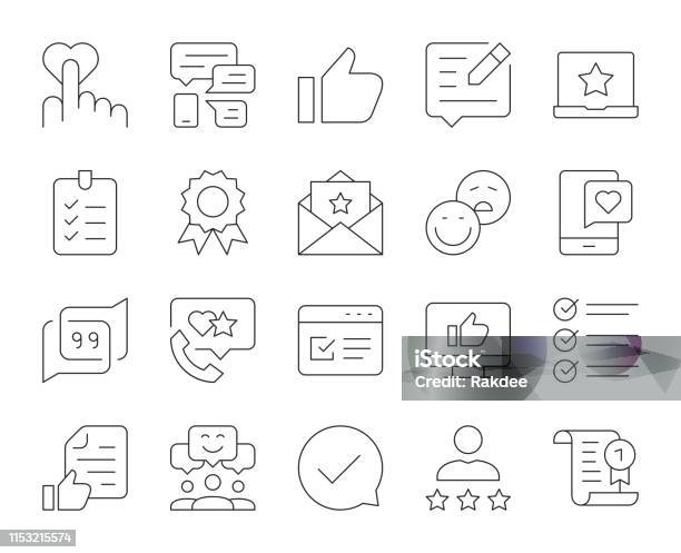 Testimonial Thin Line Icons Stock Illustration - Download Image Now - Complaining, Icon Symbol, Quality Control