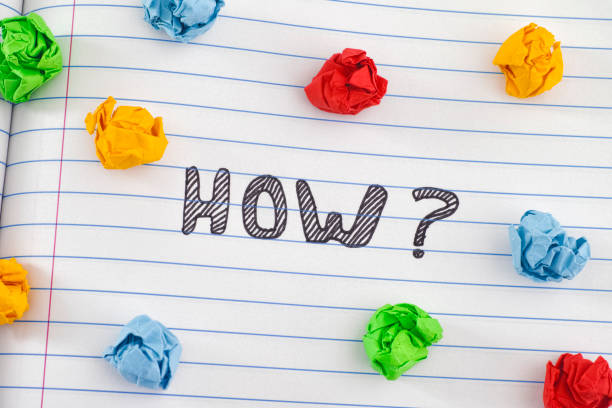 istock How question on notebook sheet with some colorful crumpled paper balls around it 1153216975