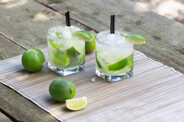 Fresh Caipirinha, Brazilian rum cocktail with lime