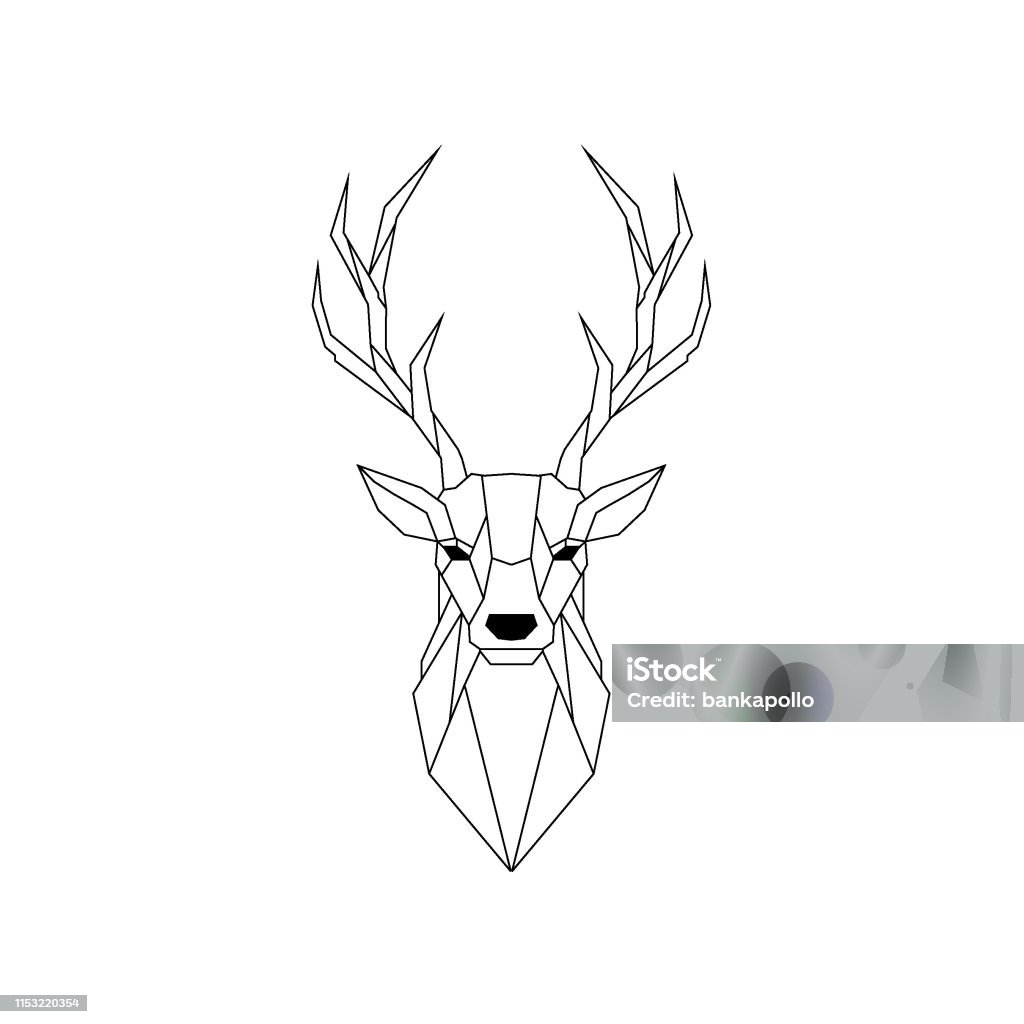 Ilustración de ciervo geométrico aislada sobre fondo blanco. Emblema de animal vectorial. - arte vectorial de Ciervo libre de derechos