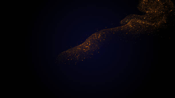 istock Smooth luxury golden stream slowly flow on black background. Copy space. 1153221340
