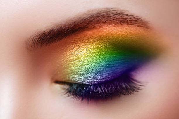 Colorful rainbow make-up on woman eye