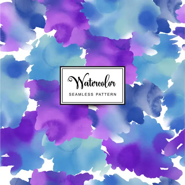 Vector illustration of Blue and violet watercolor background, vector seamless pattern tile