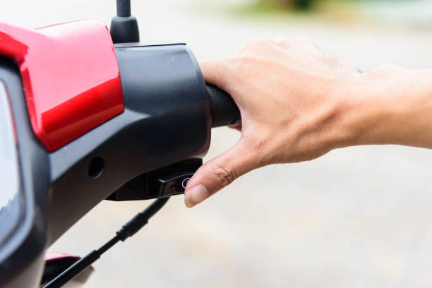 istock The man push start engine button of bike 1153225343