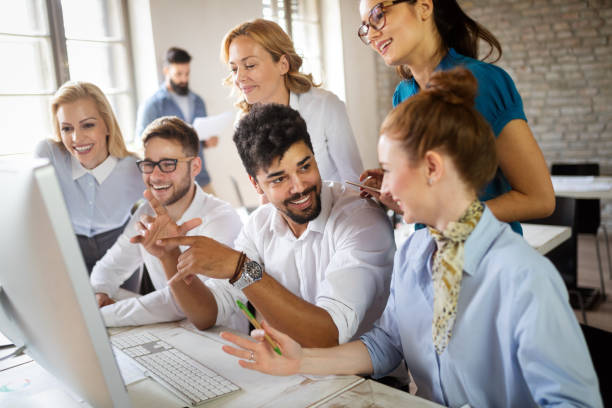 istock Creative business people working on business project in office 1153225987