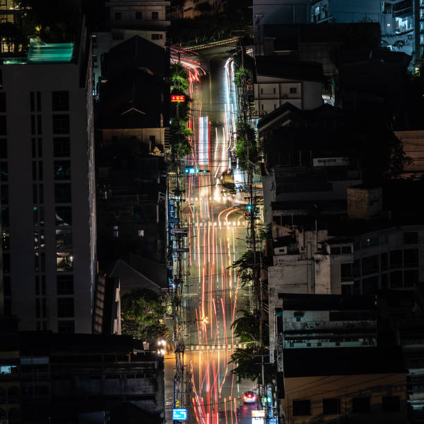 istock Charoen krung road at Night from above view 1153228547