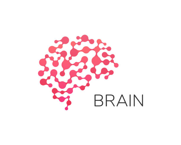 ilustraciones, imágenes clip art, dibujos animados e iconos de stock de logotipo del cerebro humano. red neuronal, atlas de memoria, logotipo vectorial de diseño minimalista. la inteligencia artificial - sinapsis