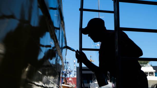 istock Luxury yacht maintenance at the marina 1153232085