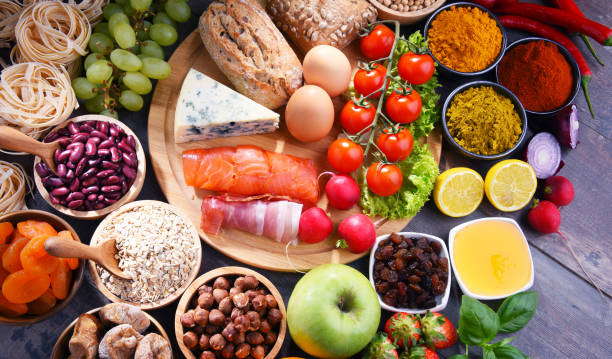 istock Assorted organic food products on the table 1153233596