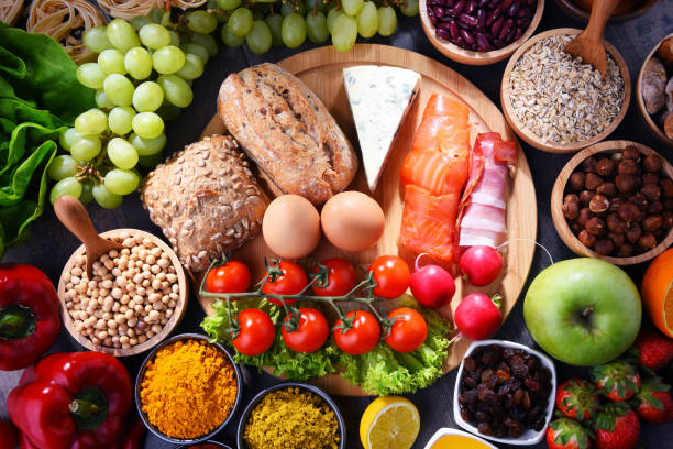 istock Assorted organic food products on the table 1153233777
