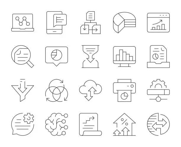 Vector illustration of Business Data Analysis - Thin Line Icons