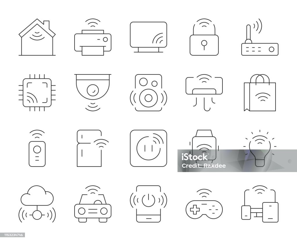 Internet of Things - Thin Line Icons Internet of Things Thin Line Icons Vector EPS File. Icon Symbol stock vector