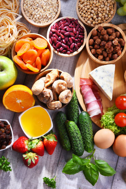istock Assorted organic food products on the table 1153235304