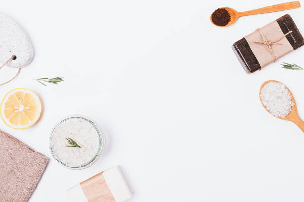 istock Top view composition of natural ingredients 1153238993