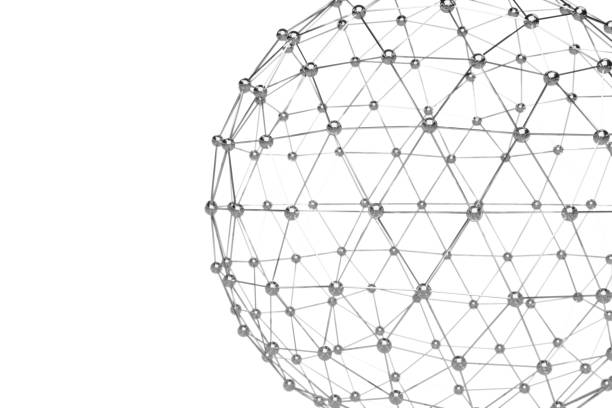 istock Abstract 3d rendering of low poly metal sphere with chaotic structure. Sci-fi background with wireframe and globe in empty space. Futuristic shape. 1153240276
